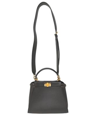 Fendi Dark Brown Leather Peekaboo Mini Bag (Authentic Pre-Loved)