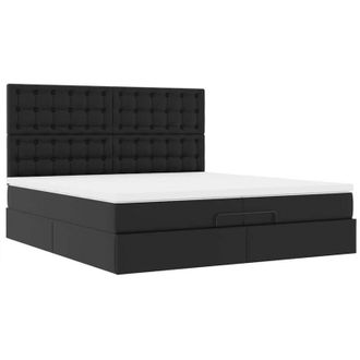 vidaXL Estructura De Cama Otomana Con Colchones Cuero Sint&eacute;tico Negro Vidaxl
