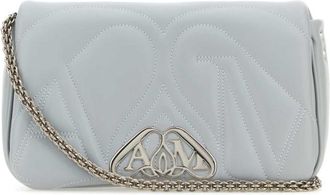 Alexander McQueen Powder blue leather small Seal shoulder bag