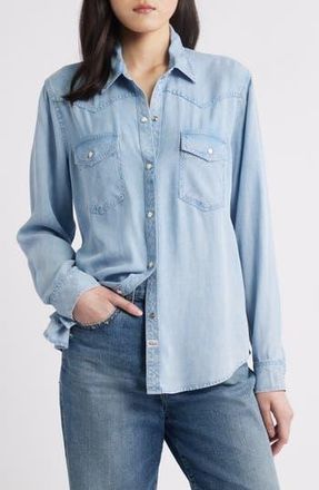 Rails Remi Denim Button-Up Shirt in Medium Indigo at Nordstrom Rack, Size Xx-Small