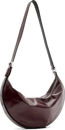 AllSaints Half Moon Shoulder Cross Body Womens Handbags Burnt Red, Leather