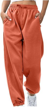 Generic Joggers for Women UK Work Joggers Cuffed Fleece Lined Straight Leg Jogger Size 14 Womens Straight Leg with Pockets Ladies Casual Trousers Cargo Leggin