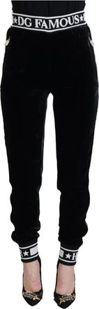 Dolce & Gabbana Elegante Zwarte Luxe Zijden Broek - Dames - Sweatpants - Zwart - 2XS - Broeken