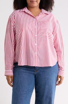 Beach Lunch Lounge Long Sleeve Button Front Shirt in Milano Mix at Nordstrom Rack, Size 2 X