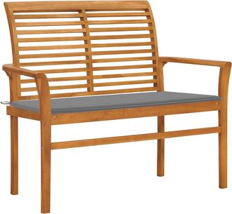 vidaXL Vidaxl - Banco De Jard&iacute;n Madera Maciza De Teca Con Coj&iacute;n Gris 112 Cm