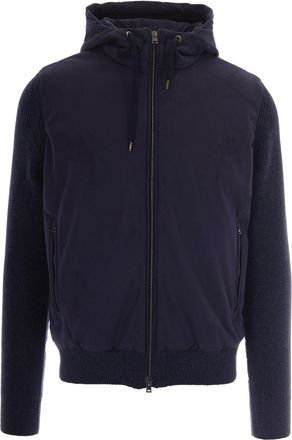 Herno Navy Blue Full Zip Hooded Wool Jacket