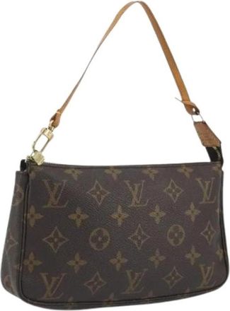 Louis Vuitton Pre-owned Monogram Accessory Pouch - Dames - Vintage Schoudertas - Bruin - ONE Size - Leer - Vintage