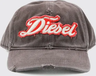 Diesel Cappello da baseball in denim distressed con logo ricamato