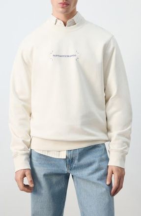 Mango x Fantastic Man Logo Graphic Sweatshirt in Off White at Nordstrom, Size X-Large