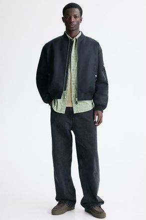 H&M Padded Nylon Bomber Jacket in Black at Nordstrom, Size Xxx-Large