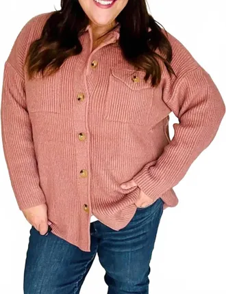 Entro Sweater Shacket - Plus In Mauve