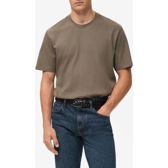 Mango Regular Fit Medium Weight Cotton T-Shirt in Medium Brown at Nordstrom, Size X-Small