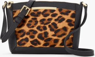 Talbots Calf Hair & Pebble Leather Crossbody Bag - Black/Tan - 001 Talbots