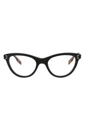 Alexander McQueen 46mm Cat Eye Optical Glasses in Black Ruthenium Transparent at Nordstrom Rack