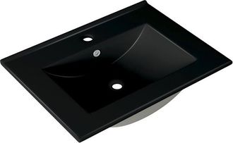 Saniclass Vygo Meubelwastafel - 61x2x46cm - overloop - 1 wasbak - 1 kraangat - keramiek - mat zwart