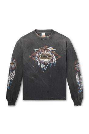 Saint Mxxxxxx + TEFLON DISCO Distressed Printed Cotton-Jersey T-Shirt