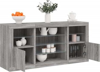 vidaXL Vidaxl - Aparador Con Luces Led Gris Sonoma 142,5x37x67 Cm