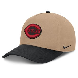 Nike Cincinnati Reds Rise Nike Mens MLB A-Frame Trucker Adjustable Hat in Brown | NB1D0A3URED-TZD