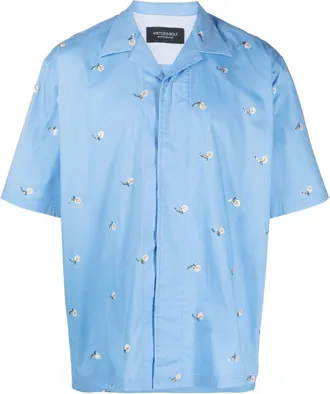 Viktor & Rolf sequin embellished short-sleeved shirt - men - Cotton/Polyester/Elastane - M - Blue
