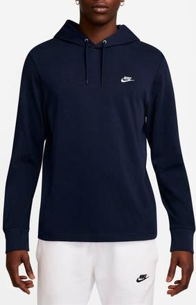 Nike Club Cotton Brushed Fleece Hoodie in Obsidian/White at Nordstrom Rack, Size Xx-Large
