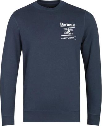 Barbour Reed Crew Sweater - Heren - Sweatshirts - Blauw - L - Katoen - Hoodies & sweatvesten