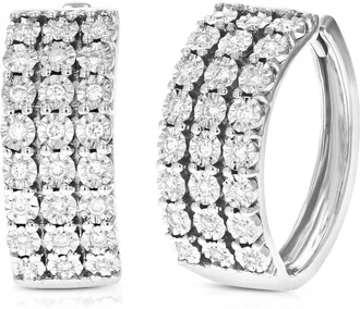 Vir Jewels 1/4 cttw Lab Grown Diamond Hoop Earrings in Sterling Silver With Hidden Post For Women