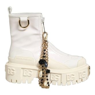 Dolce & Gabbana Ankle Boots, female, White, Size: 11 US Biker Boots
