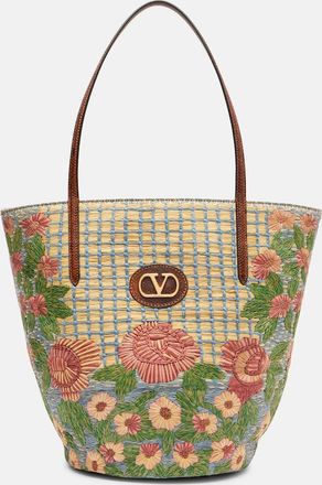 Valentino Garavani Borsa Panier De Fleurs VLogo in rafia