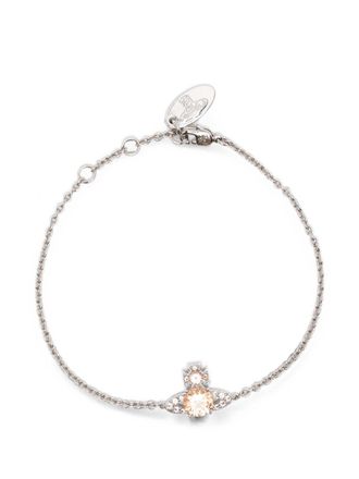 Vivienne Westwood Silver Oval Peach Gemstone Charm Bracelet