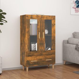 vidaXL Vidaxl - Aparador De Madera Contrachapada Roble Ahumado 70x31x115 Cm