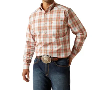 Ariat Pro Series Wallis Plaid Button Down Shirt In Orange