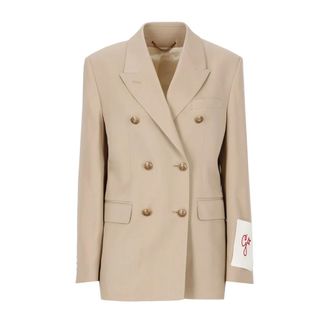 Golden Goose Blazers, female, Beige, Size: XS Double-Breasted Blazer with Golden Buttons