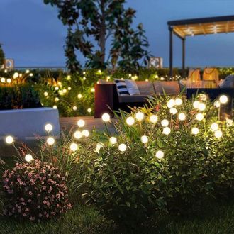 OEM Juego De 4 Farolas Solares Con 6 Led Cada Una, Versi&oacute;n Mejorada, Impermeables, Tipo Luci&eacute;rnaga, Para Exteriores, Muy Flexibles, Con Luz Oscilante Para