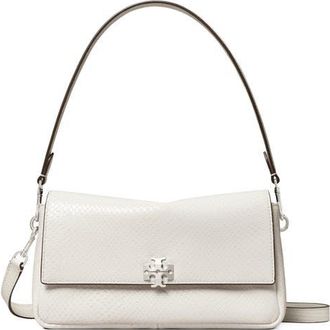Tory Burch Small Charlie Snakeskin Embossed Leather Shoulder Bag in Light Gray at Nordstrom