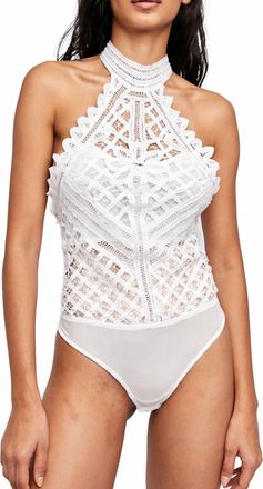 Free People Be My Battenburg Bodysuit In White