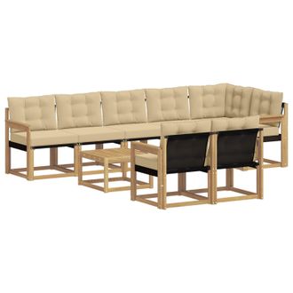 vidaXL Conjunto De Sof&aacute;s De Exterior Con Coj&iacute;n 9 Pcs Y Beige Vidaxl