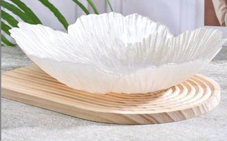 OEM Frutero N&oacute;rdico Moderno De Cristal Con Forma De Flor De N&aacute;car, Plato Grande Decorativo Para Aperitivos De Uso Dom&eacute;stico (blanco, 25,7 X 6,3 Cm)