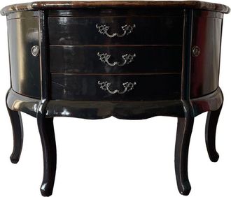 Wanderlust Deco Aparador De Madera Artesanal Negro 115x45x83h Cm