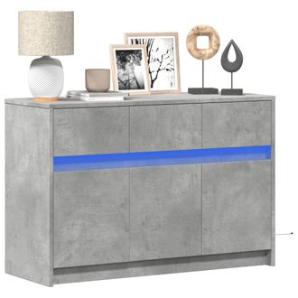 Berkfield Home TV Cabinet with LED Concrete Grey 91x34x61 cm Engineered Wood | Size: 91 x 34 x 61 cm