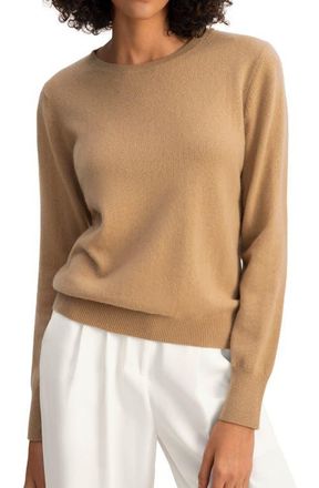 LilySilk Womens Cashmere Super Soft Crewneck Sweater in Brown at Nordstrom, Size Medium