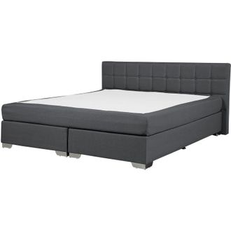 Beliani Cama Continental Tapizada Gris 180 X 200 Cm Marco Con Cabecero Y Colch&oacute;n Admiral