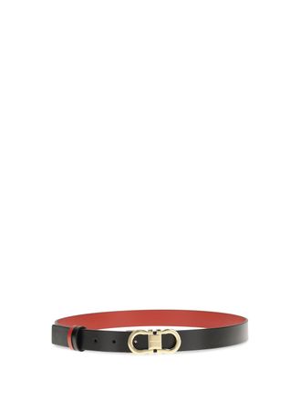 Ferragamo Womens Adjustable And Reversible Gancini Belt Black Calf Leather Bos Taurus E Braces