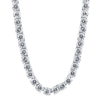 Pompeii3 36Ct Natural Diamond Tennis Necklace 16.5 in 14k White or Yellow Gold