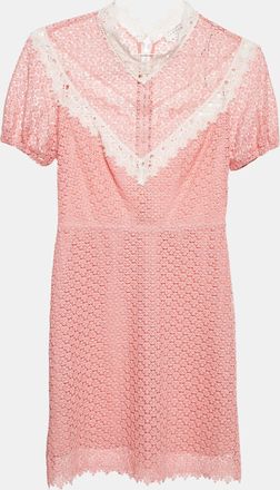 Sandro Pink Gavin Lace Puff Sleeve Mini Dress