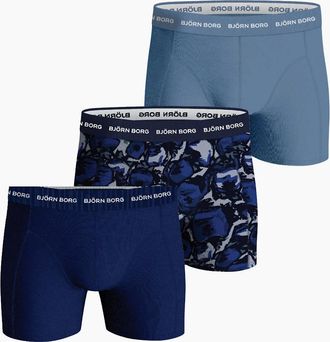 Bj&ouml;rn Borg Mens 3-Pack Camo Print Boxer Briefs, Blue Mix - Navy - Size: 39/38/32