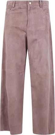 Max Mara Fulmine Suede Broek - Dames - Leren Broeken - Bruin - M - Leer - Broeken