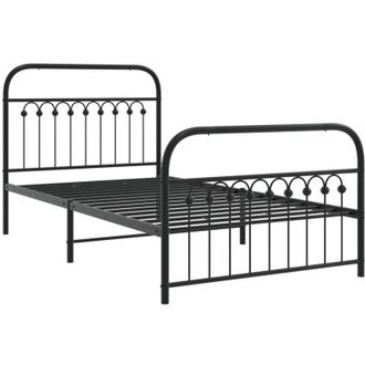 vidaXL Estructura Cama Sin Colch&oacute;n Con Estribo Metal Negro 100x200 Cm Vidaxl