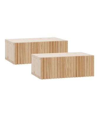 Deco Wood Set 2 mesitas de noche de madera maciza flotante beige 40cm