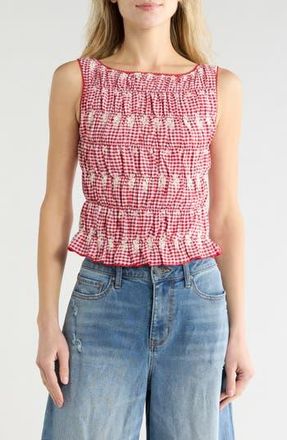 Vigoss Gingham Smock Tank in Red at Nordstrom Rack, Size X-Small