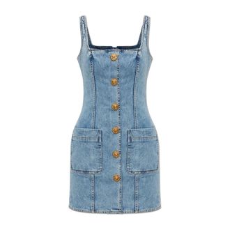 Balmain Short Dresses, female, Blue, Size: S Denim Dress